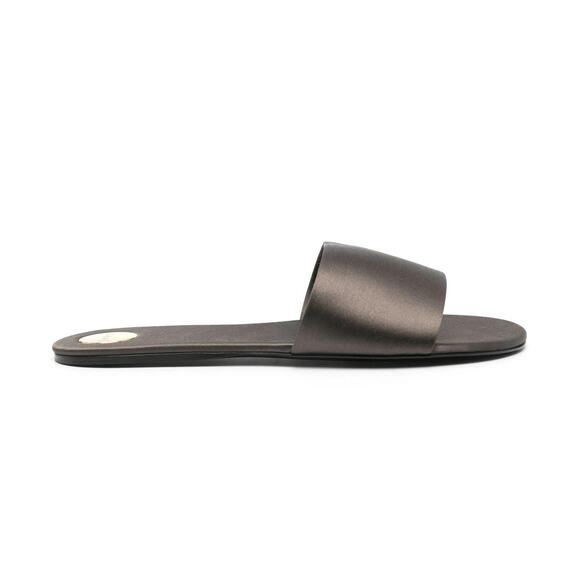 Saint Laurent NIB Carlyle Satin Flat Slide Sandals in Roast Brown Size 41 - Picture 1 of 13